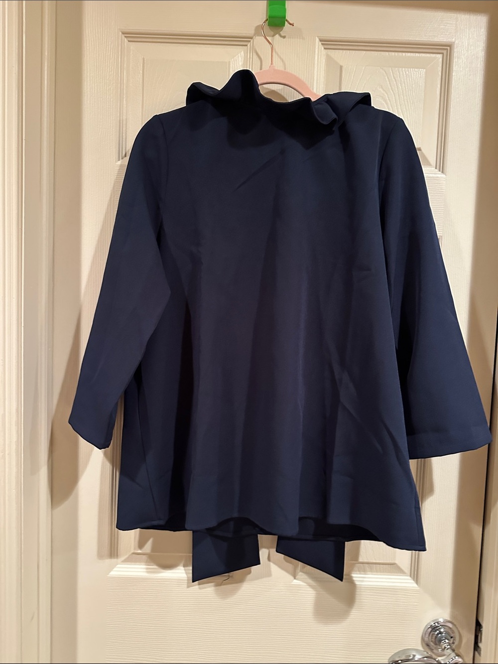 Tuckernuck Navy Ruffle Collar Blouse